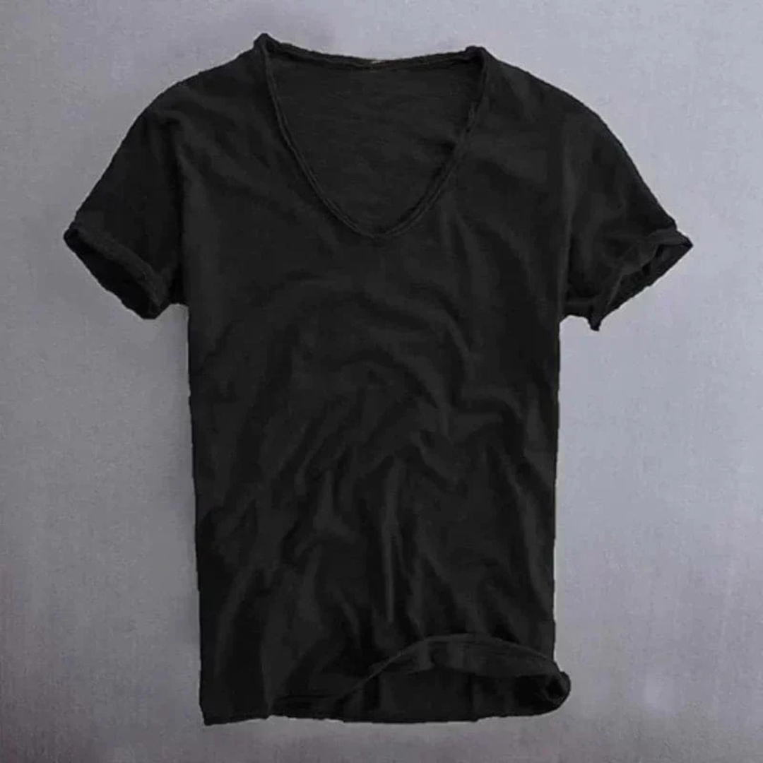 Camiseta Hombre Algodón Cuello en V Manga Corta