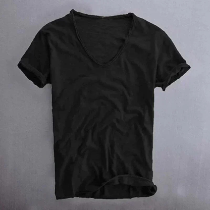 Camiseta Hombre Algodón Cuello en V Manga Corta