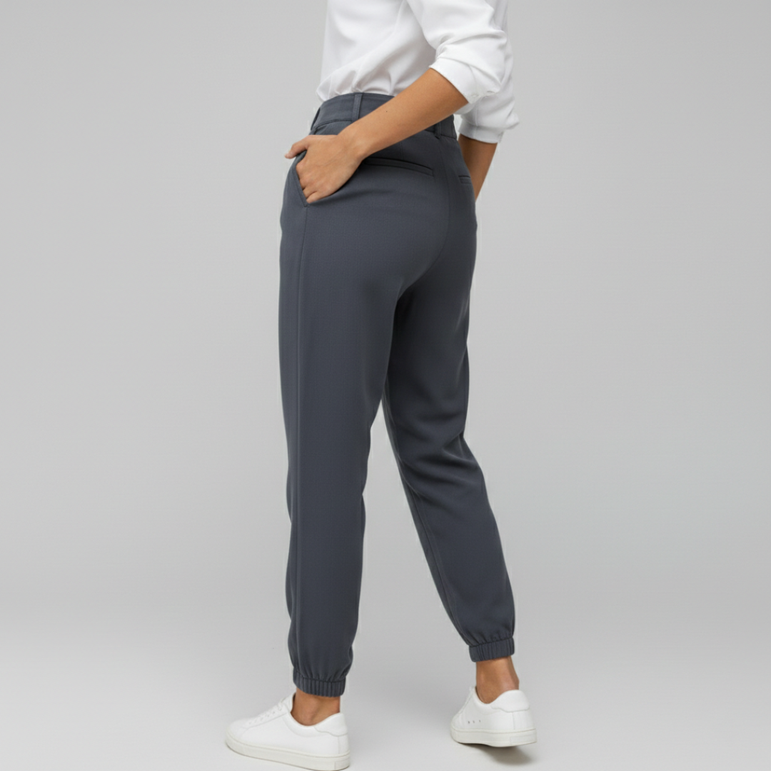 Pantalones Vestir Mujer Cintura Alta Acabado Elástico