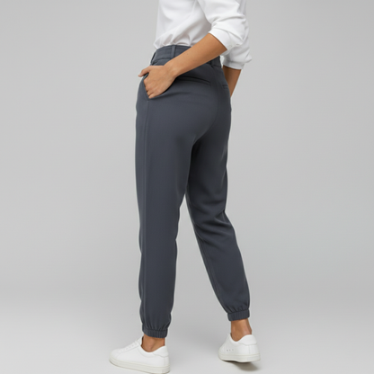 Pantalones Vestir Mujer Cintura Alta Acabado Elástico