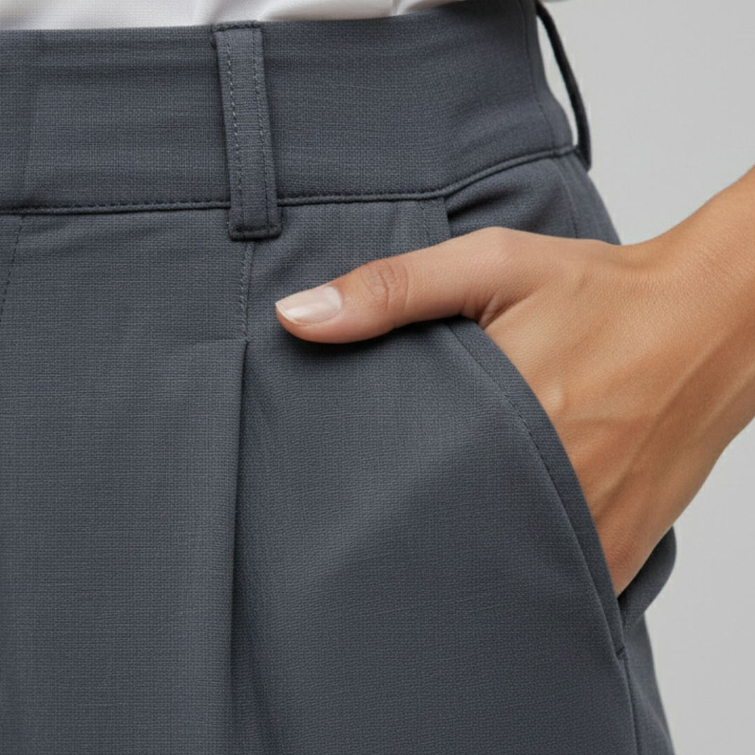 Pantalones Vestir Mujer Cintura Alta Acabado Elástico