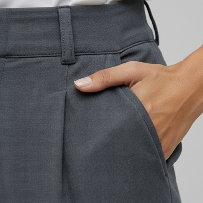 Pantalones Vestir Mujer Cintura Alta Acabado Elástico