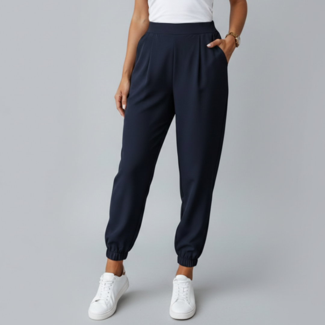 Pantalones Vestir Mujer Cintura Alta Acabado Elástico