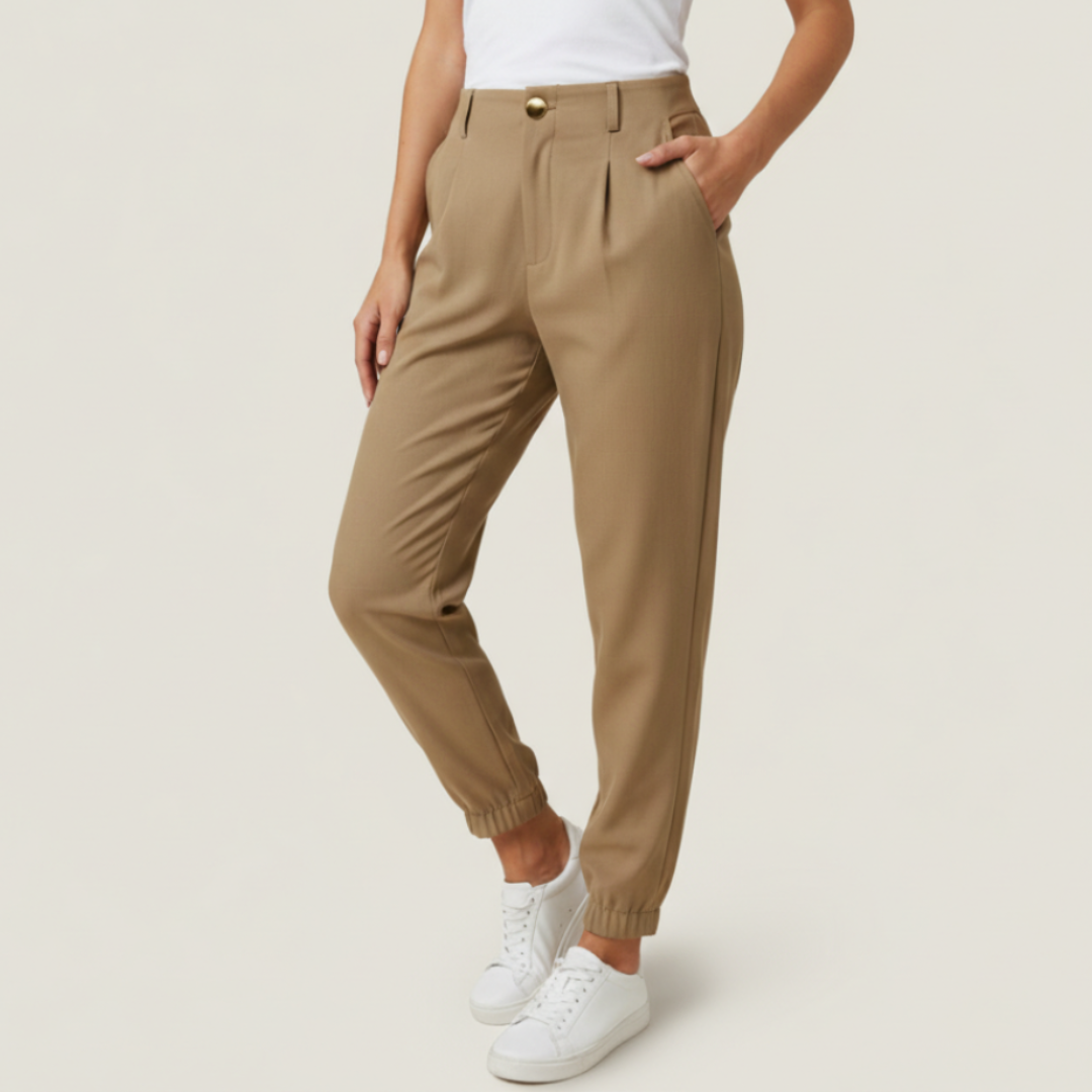 Pantalones Vestir Mujer Cintura Alta Acabado Elástico