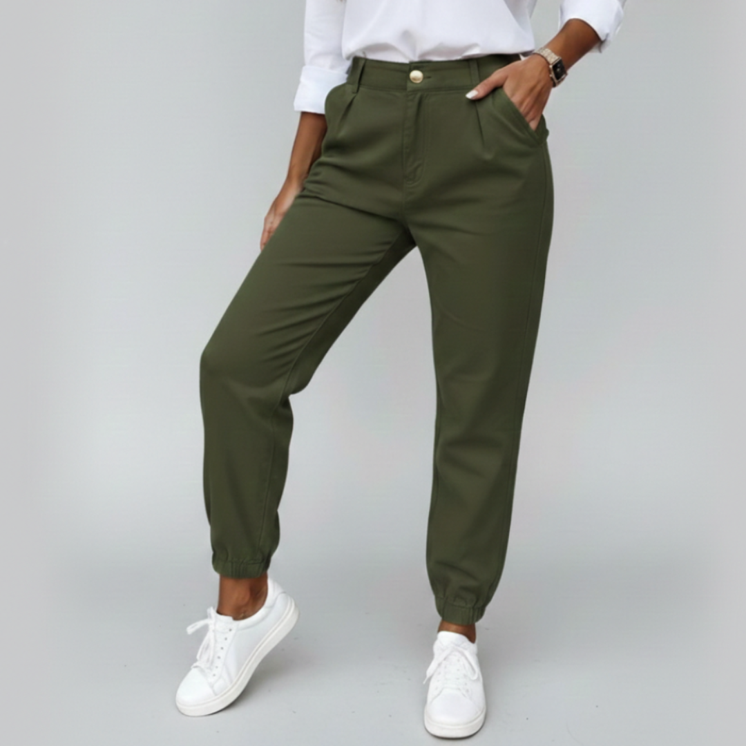 Pantalones Vestir Mujer Cintura Alta Acabado Elástico