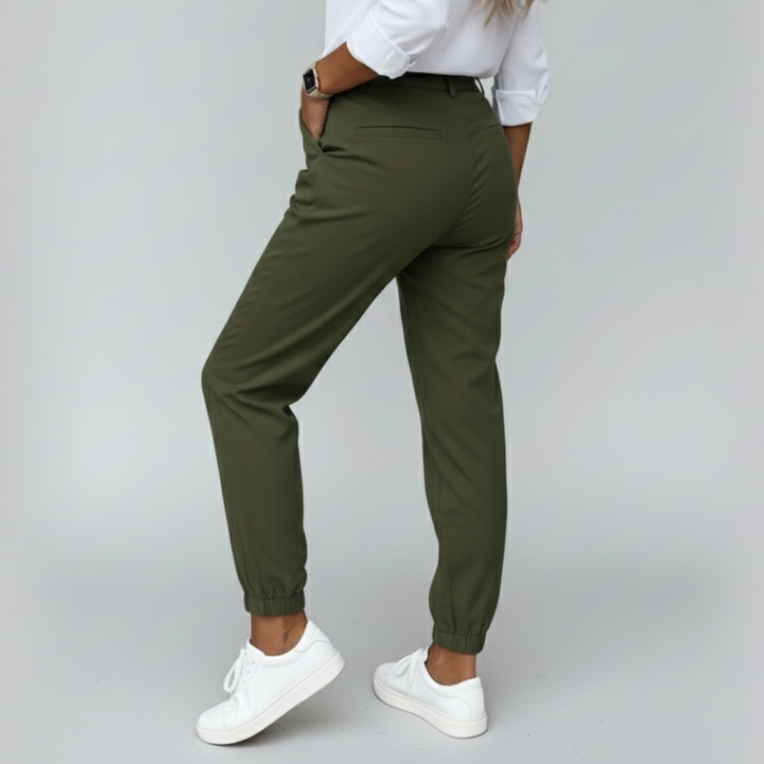 Pantalones Vestir Mujer Cintura Alta Acabado Elástico