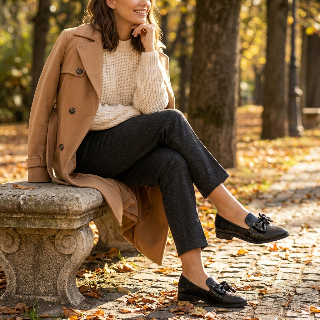Mocasines Mujer Textura Escamas con Lazo
