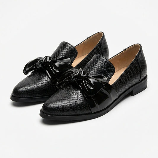 Mocasines Mujer Textura Escamas con Lazo - Mavetta