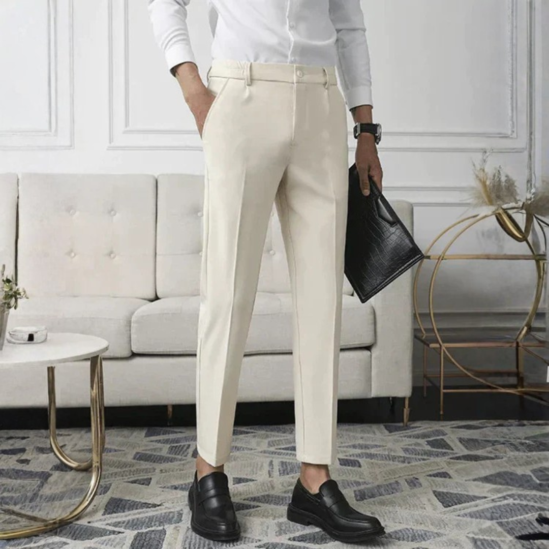Pantalones Vestir Hombre Algodón Corte Recto Tiro Medio - Mavetta