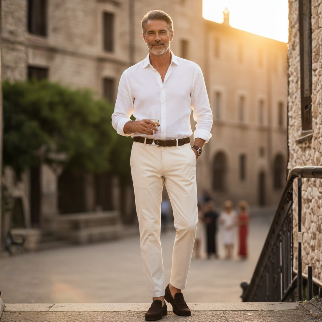 Pantalones Vestir Hombre Algodón Corte Recto Tiro Medio