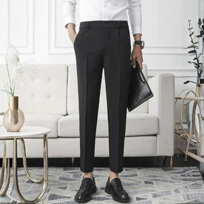 Pantalones Vestir Hombre Algodón Corte Recto Tiro Medio