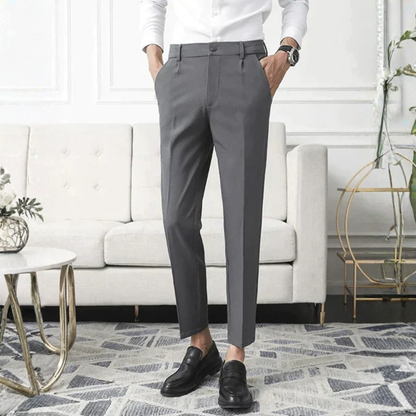Pantalones Vestir Hombre Algodón Corte Recto Tiro Medio