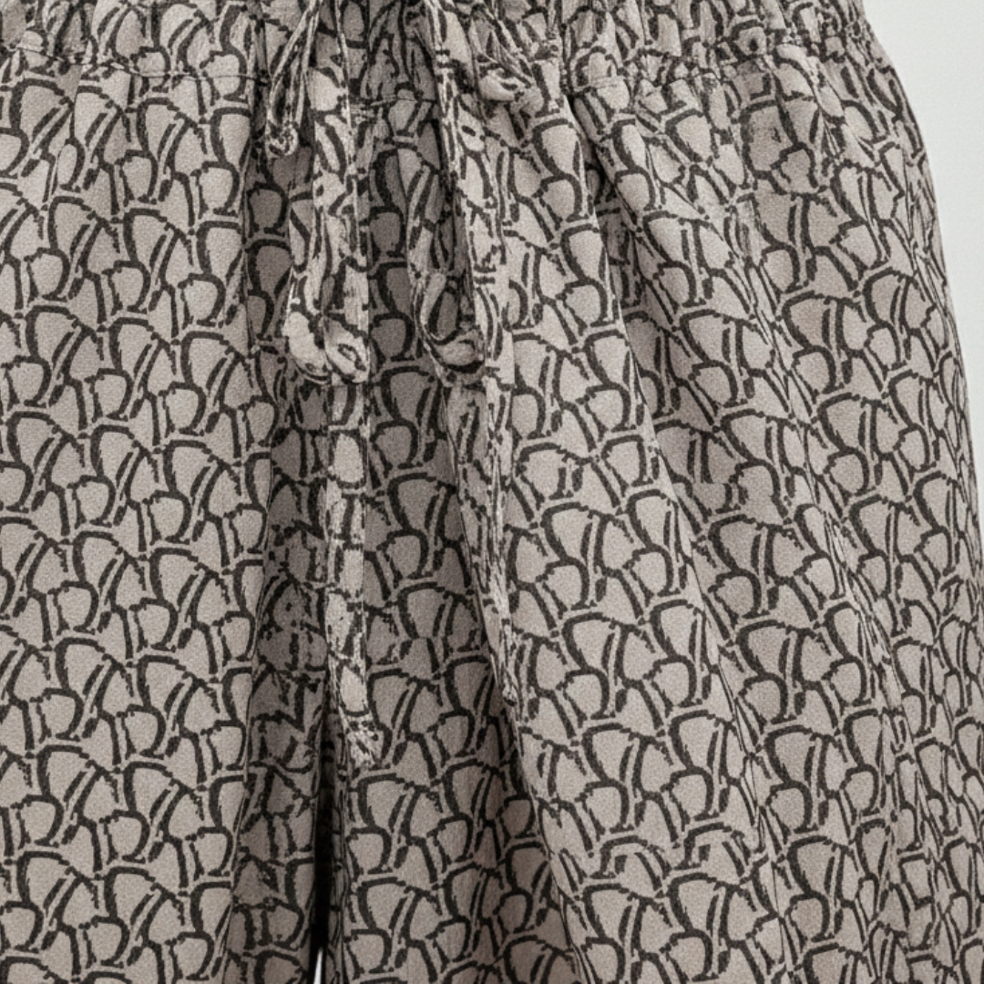 Pantalones Mujer Fluidos Estampado Geométrico Pernera Ancha Cintura