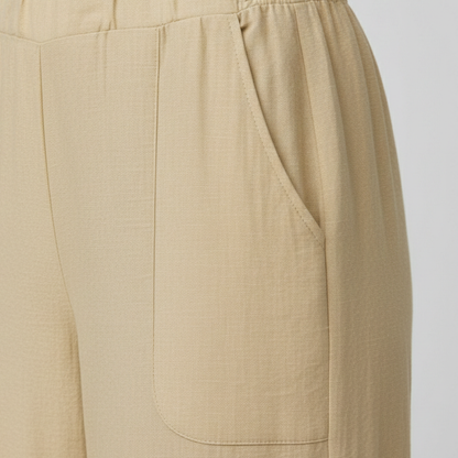 Pantalones Mujer Fluidos Pernera Ancha Cintura Elástica Bolsillos