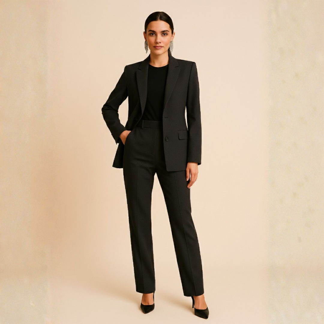 Traje Blazer Mujer Entallado Pantalón Recto Botones