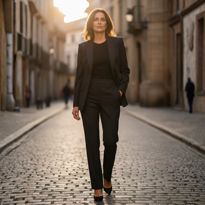 Traje Blazer Mujer Entallado Pantalón Recto Botones
