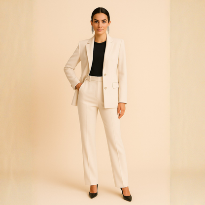 Traje Blazer Mujer Entallado Pantalón Recto Botones