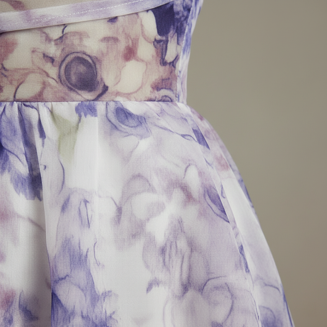 Vestido Midi Mujer Tirantes Escote Recto Falda con Vuelo Estampado