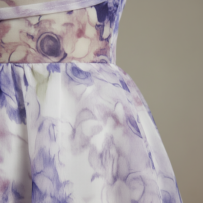 Vestido Midi Mujer Tirantes Escote Recto Falda con Vuelo Estampado