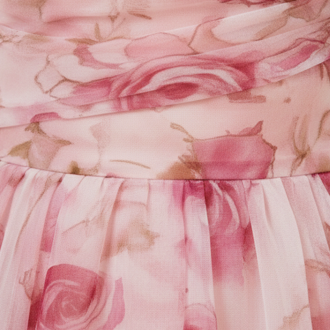 Vestido Midi Mujer Tirantes Escote Recto Falda con Vuelo Estampado