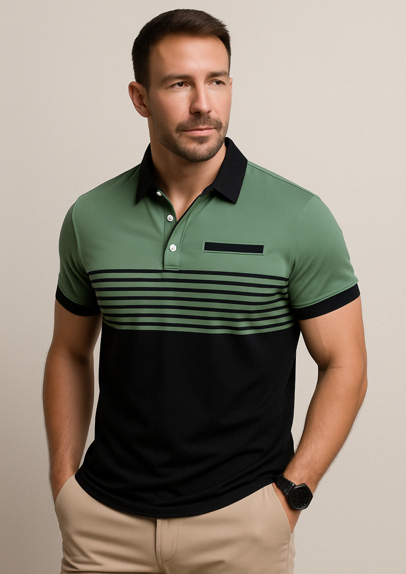 Polo hombre Algodón Casual Estilo Golf con Botones