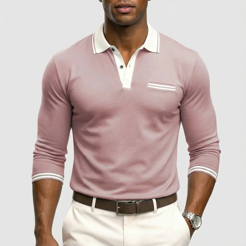 Camiseta polo hombre con cuello y puños de contraste clásico