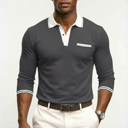 Camiseta polo hombre con cuello y puños de contraste clásico