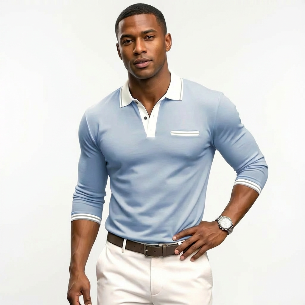 Camiseta polo hombre con cuello y puños de contraste clásico - Mavetta