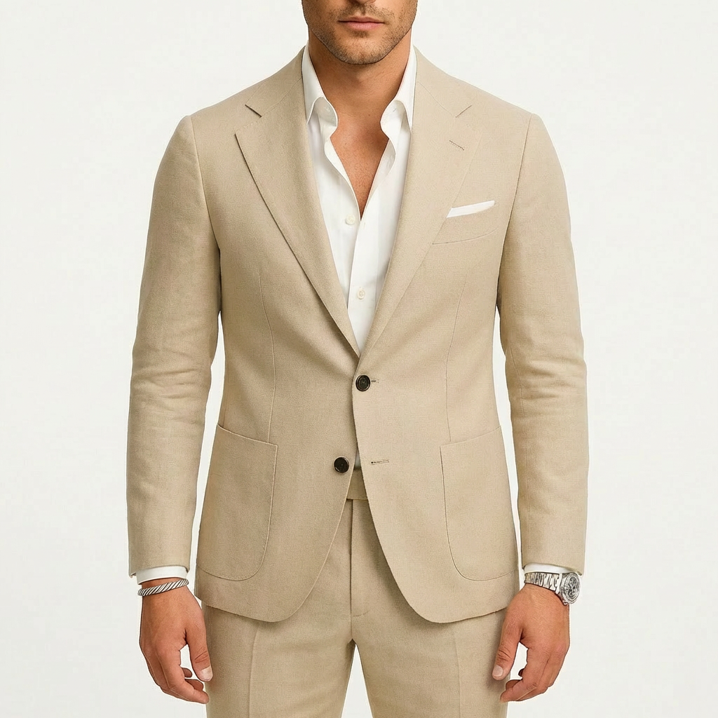 Traje Dos Piezas Hombre con Solapa Clásica y Botones Ajuste Smart