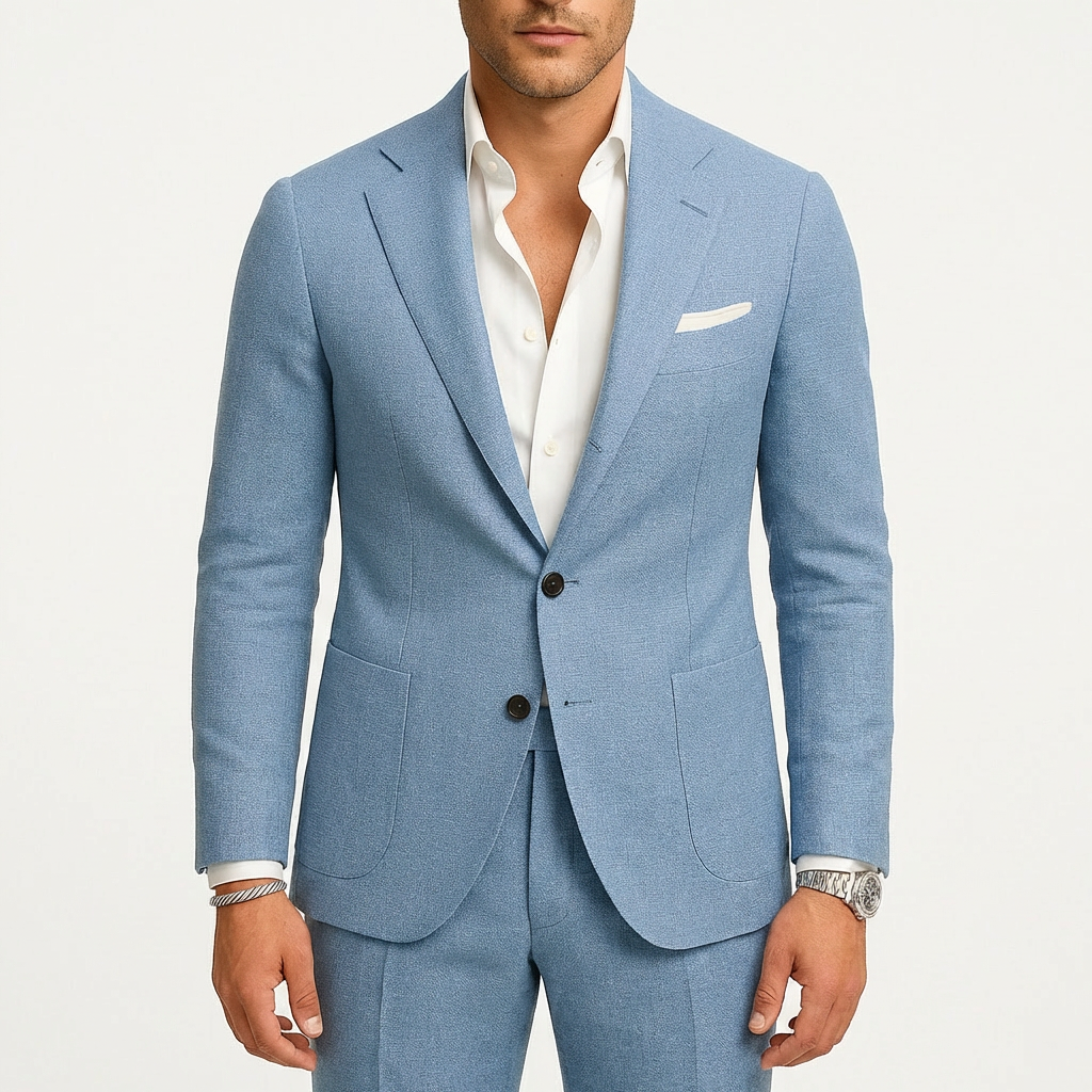 Traje Dos Piezas Hombre con Solapa Clásica y Botones Ajuste Smart