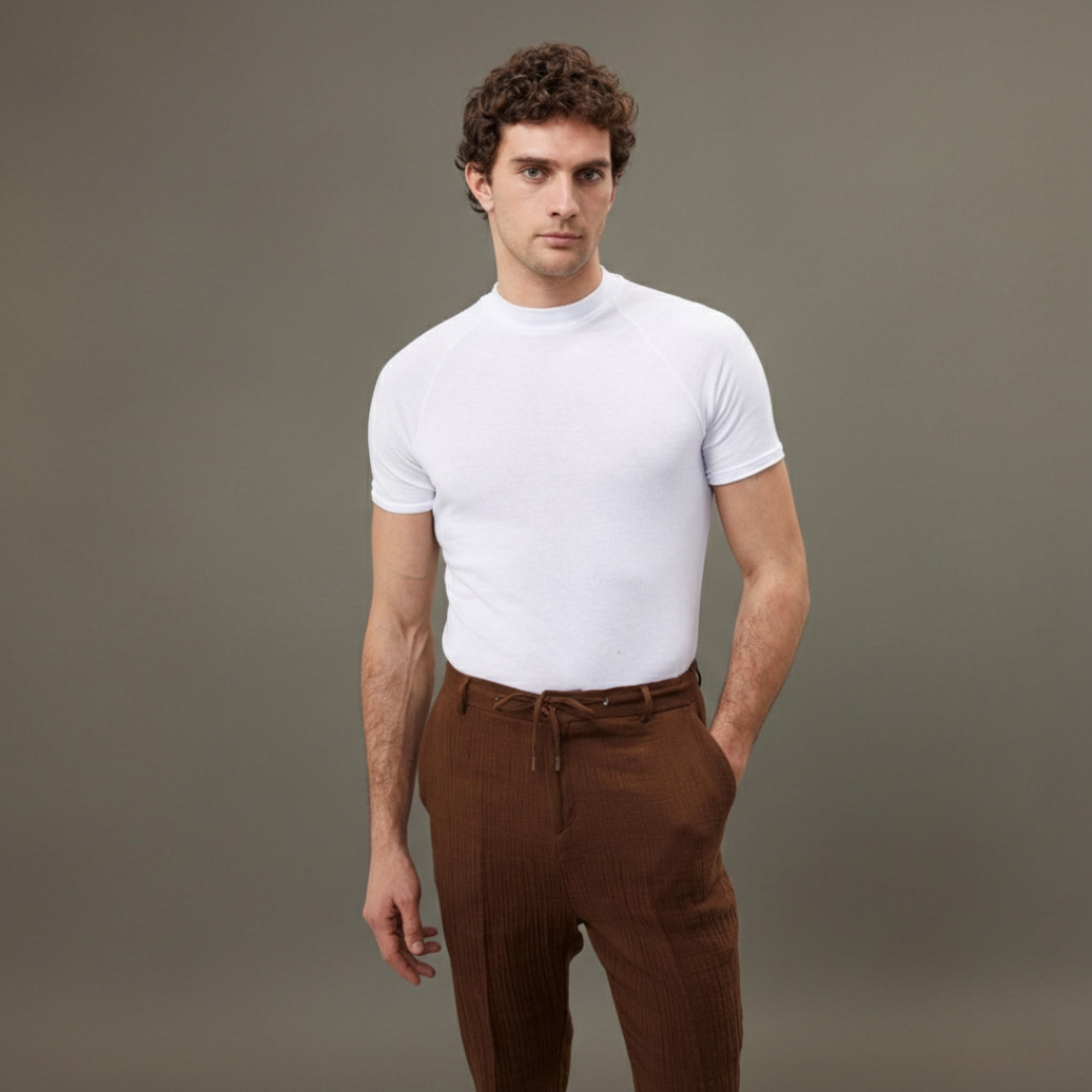 Camiseta Hombre Manga Corta Cuello Alto Slim Fit - Mavetta
