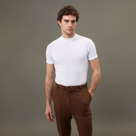 Camiseta Hombre Manga Corta Cuello Alto Slim Fit - Mavetta