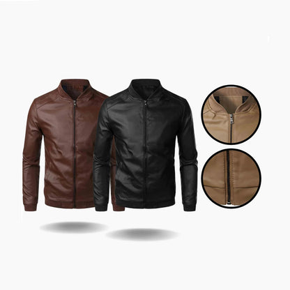 Chaqueta Bomber Hombre de Cuero Resistente Ajuste Clasico