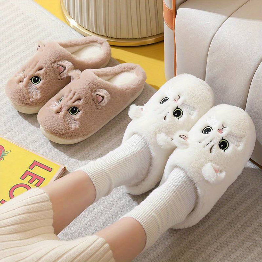 Zapatillas de casa Mujer diseño gato cálidas y cómodas