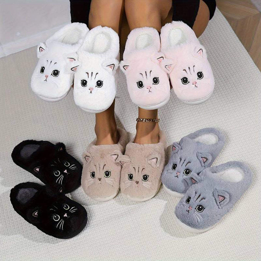 Zapatillas de casa Mujer diseño gato cálidas y cómodas