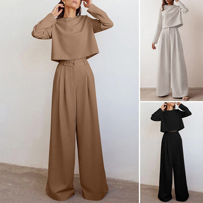 Conjunto Mujer de Dos Piezas Bordado y Pantalón Palazzo