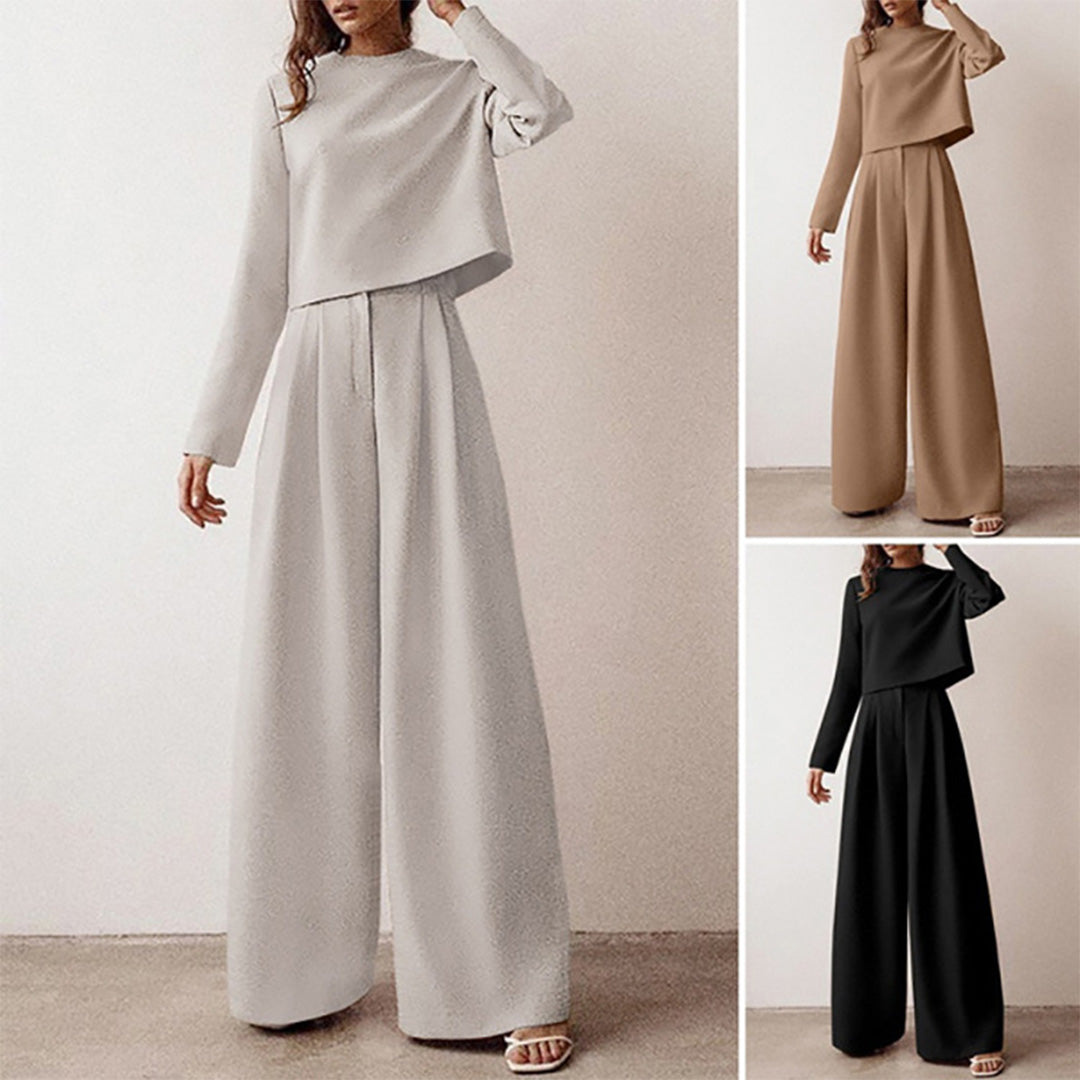 Conjunto Mujer de Dos Piezas Bordado y Pantalón Palazzo