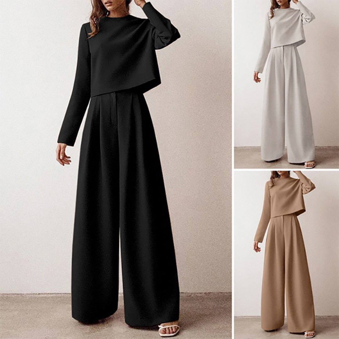 Conjunto Mujer de Dos Piezas Bordado y Pantalón Palazzo