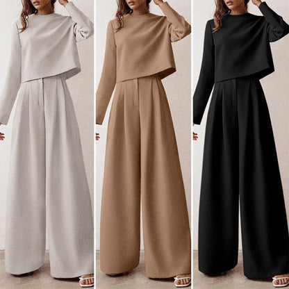 Conjunto Mujer de Dos Piezas Bordado y Pantalón Palazzo