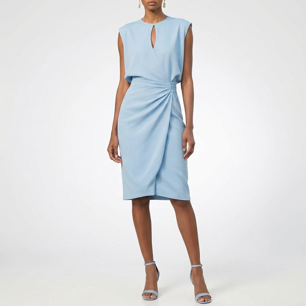 Vestido Midi Mujer Drapeado Ajuste Sofisticado