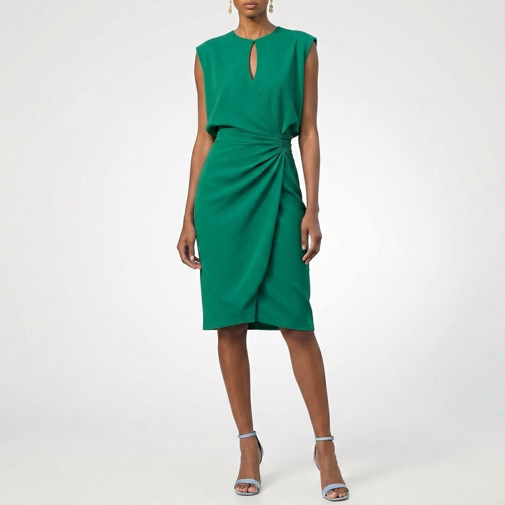 Vestido Midi Mujer Drapeado Ajuste Sofisticado