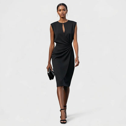 Vestido Midi Mujer Drapeado Ajuste Sofisticado - Mavetta