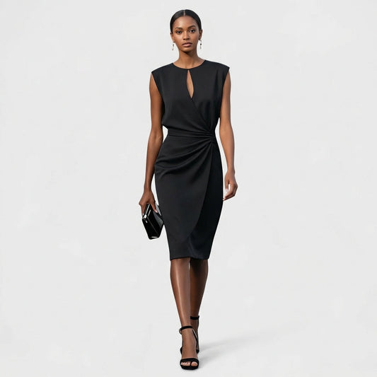 Vestido Midi Mujer Drapeado Ajuste Sofisticado - Mavetta