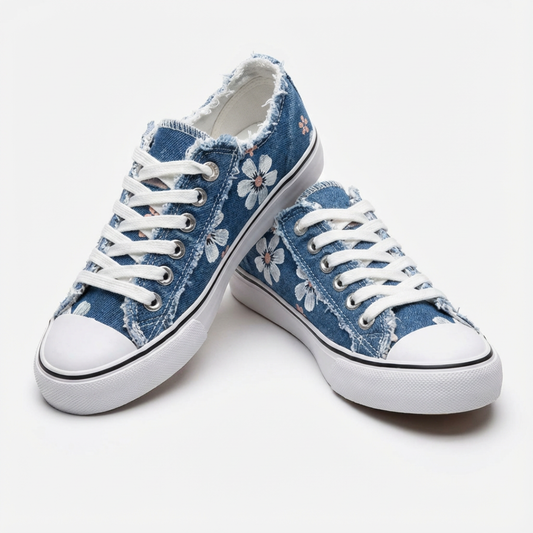 Zapatillas Lona Mujer Cordones Estampado Floral - Mavetta