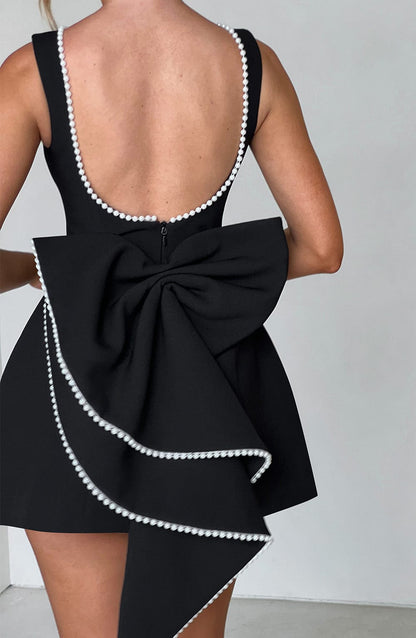 Vestido mini mujer sin mangas perlas corte en A