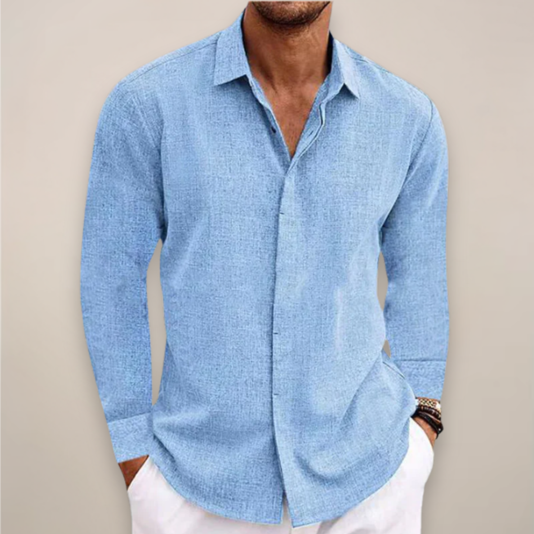 Camisa Hombre de Lino Manga Larga Botones - Mavetta