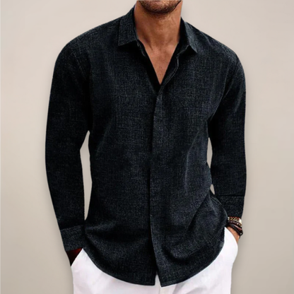 Camisa Hombre de Lino Manga Larga Botones