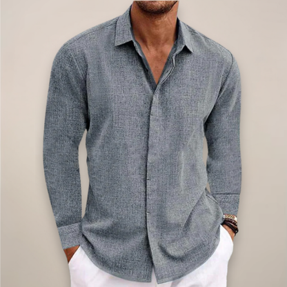 Camisa Hombre de Lino Manga Larga Botones