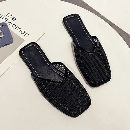 Mocasines Mujer de Malla Transparente y Punta Cuadrada