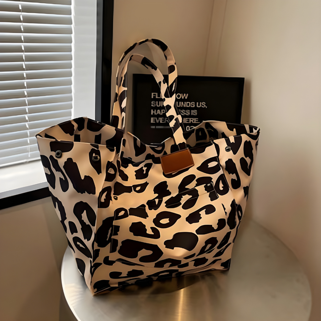 Bolso Shopper Mujer Estampado Animal Asa Doble Grande - Mavetta